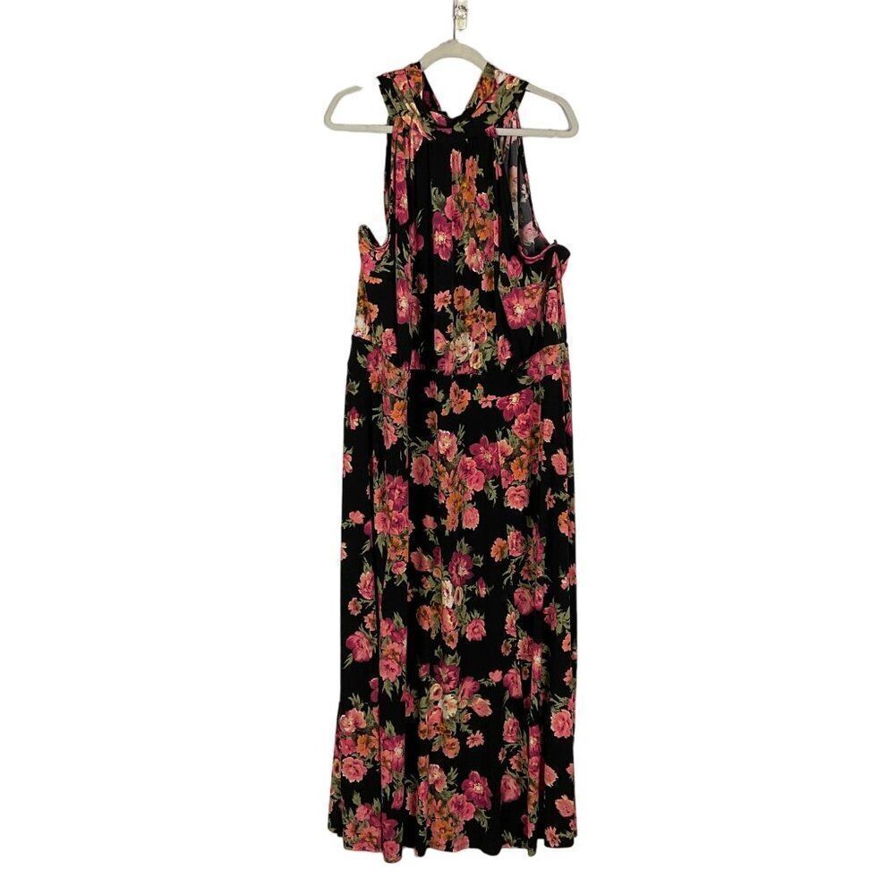 Lane Bryant Plus Size 26/28 Floral Maxi Dress, NWT, Ties at back of neck
